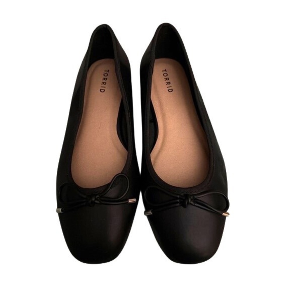 Torrid Ballet Flats Womens 9.5 Wide Black Excellent Bow Detail Round Toe Flat